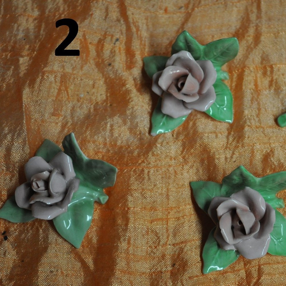 set of 4 porcelain decorative roses place card holderwest germany	alka kunst (2)